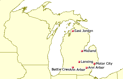 [Map of Michigan Juggling Clubs]